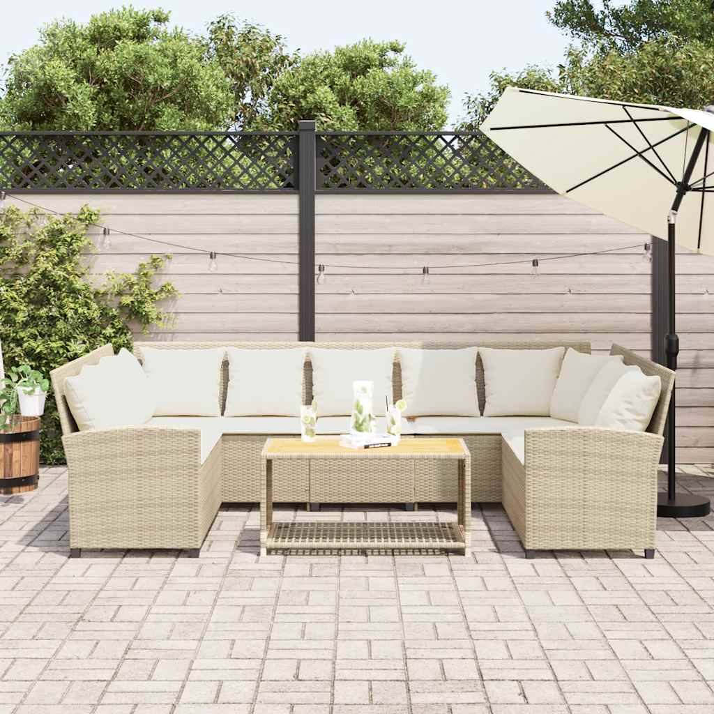 Canapé de jardin avec coussins beige résine tressée - XIOS
