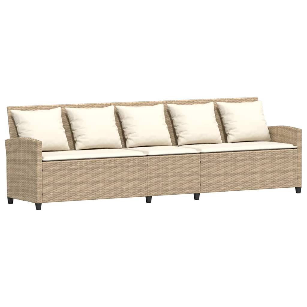 Canapé de jardin avec coussins beige résine tressée - XIOS