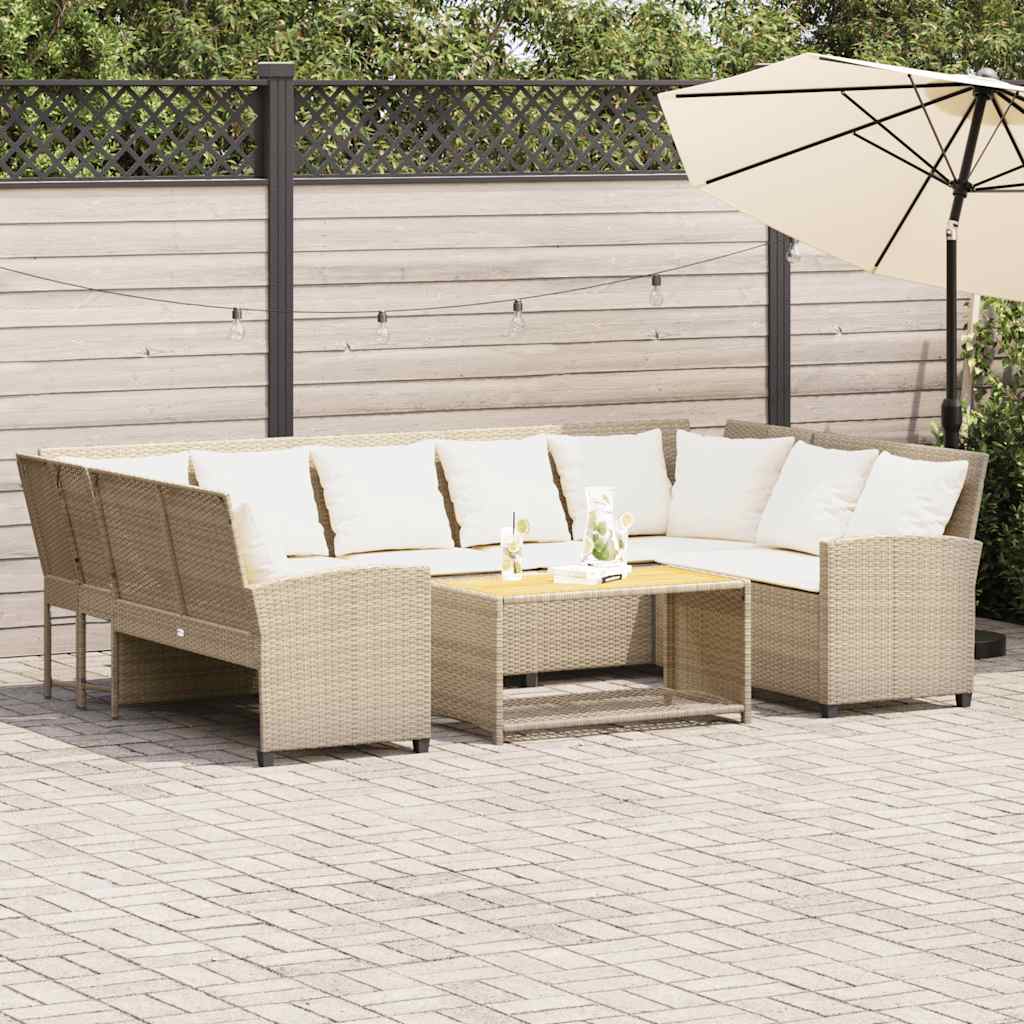 Canapé de jardin avec coussins beige résine tressée - XIOS