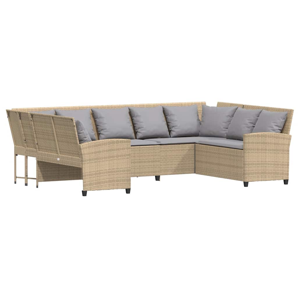 Canapé de jardin avec coussins beige résine tressée - XIOS