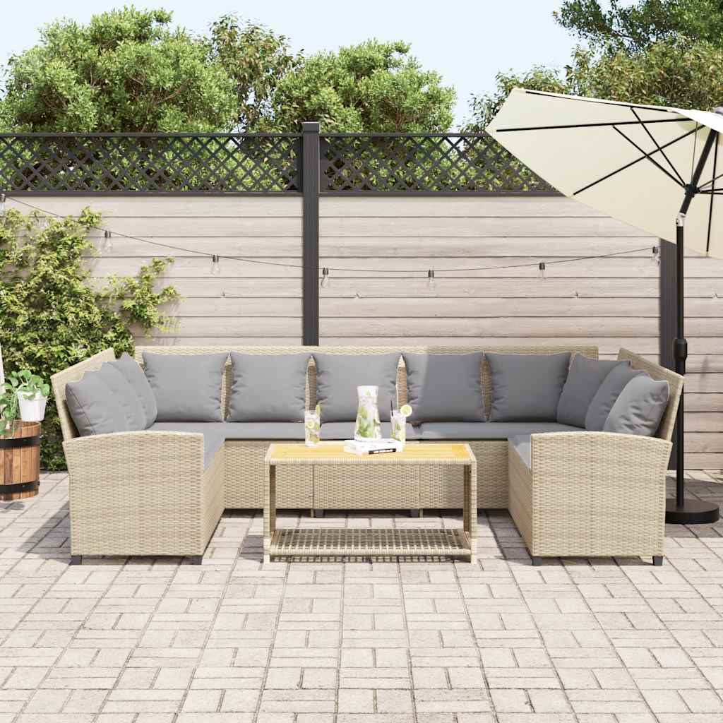 Canapé de jardin avec coussins beige résine tressée - XIOS