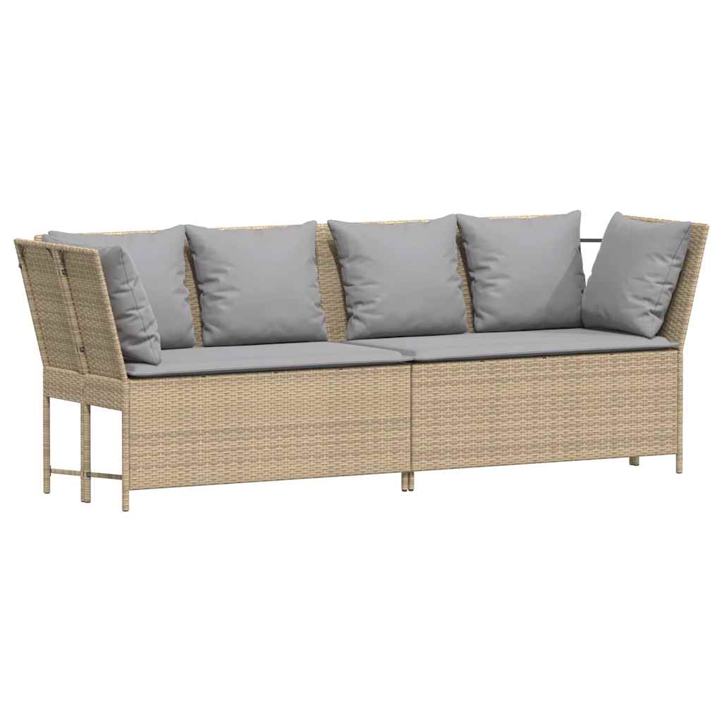 Canapé de jardin avec coussins beige résine tressée - XIOS