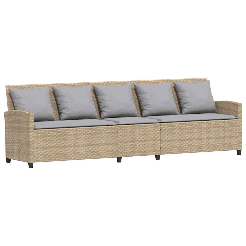 Canapé de jardin avec coussins beige résine tressée - XIOS