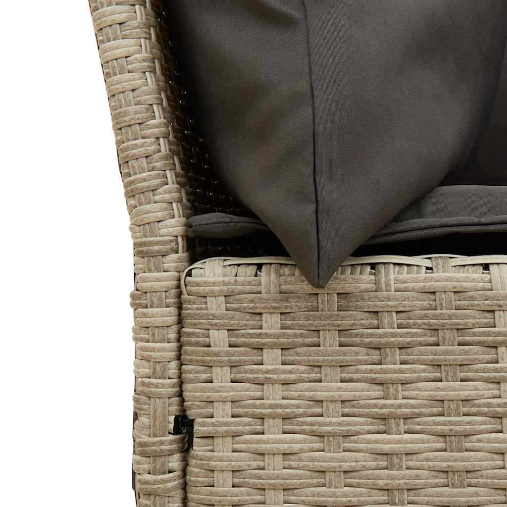 Canapé de jardin et coussins gris clair résine tressée - XIOS