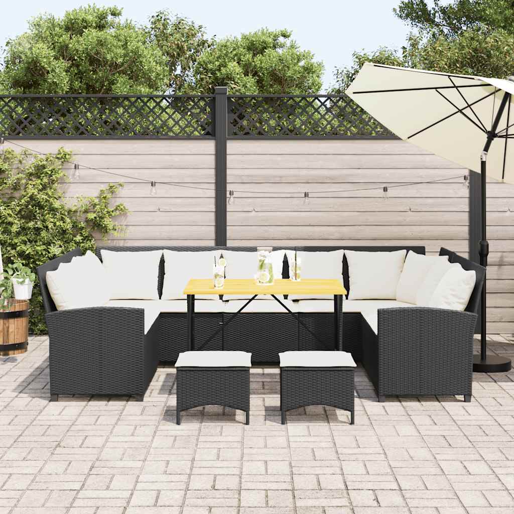 Salon de jardin 4 pcs avec coussins noir résine tressée - XIOS