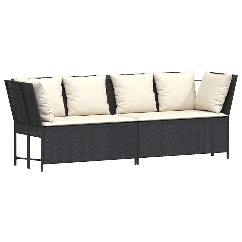 Salon de jardin 4 pcs avec coussins noir résine tressée - XIOS