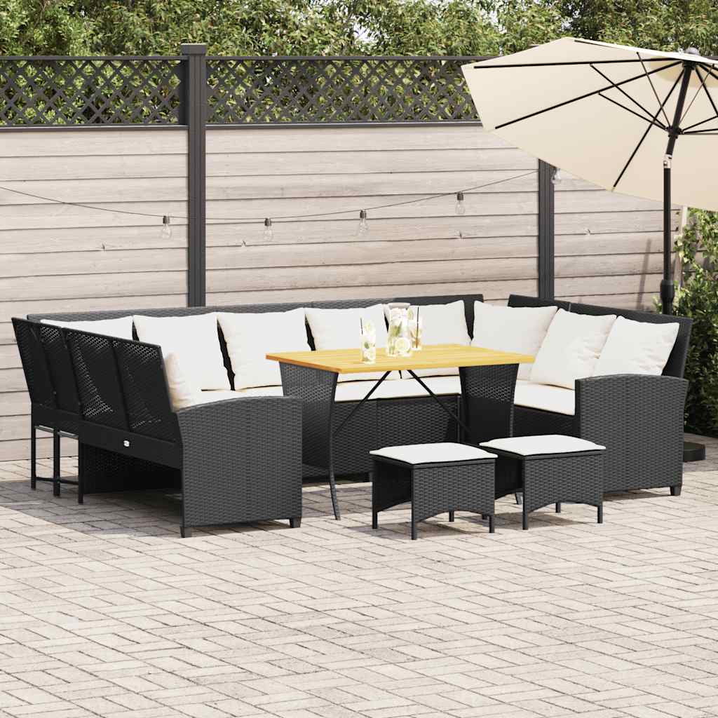 Salon de jardin 4 pcs avec coussins noir résine tressée - XIOS