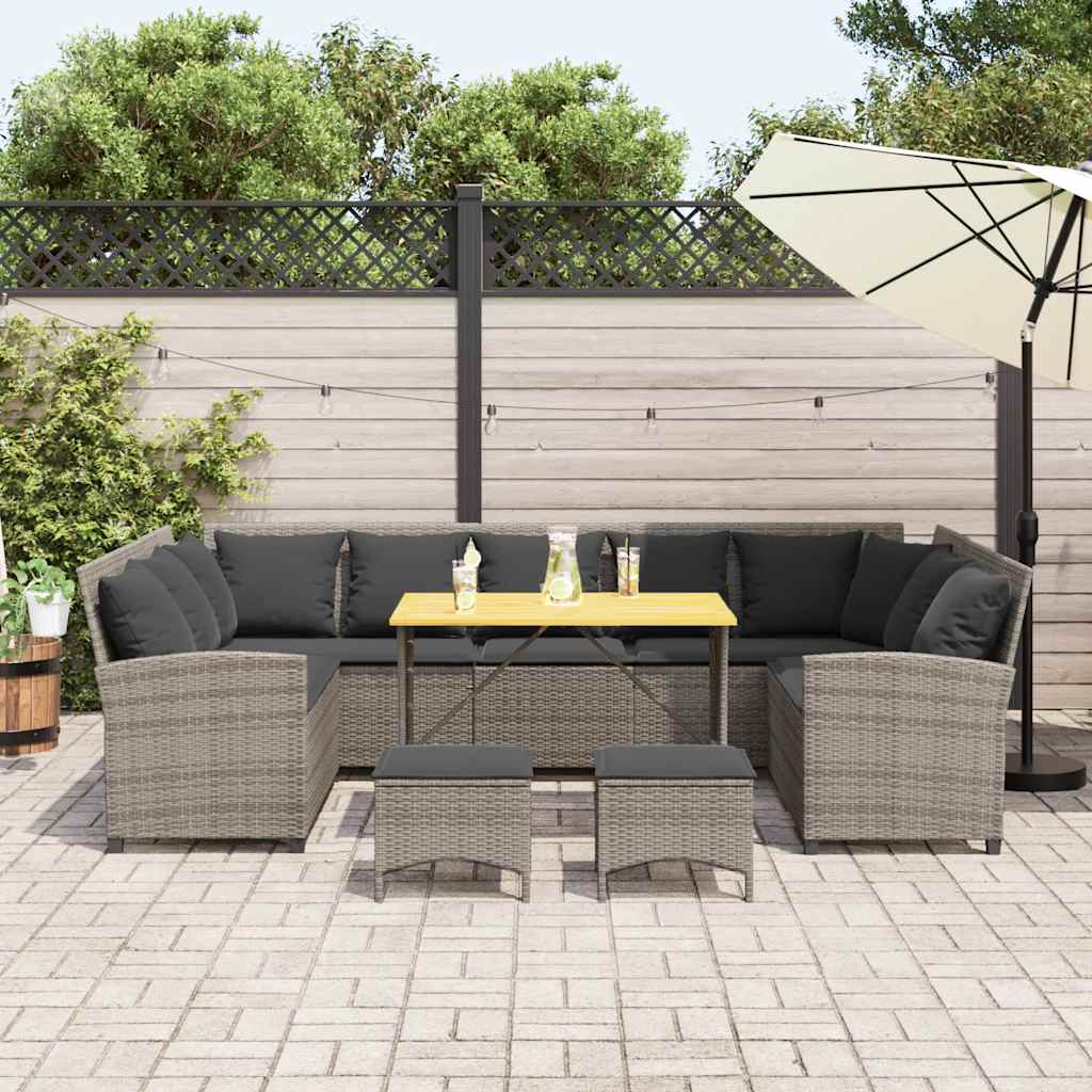 Salon de jardin 4 pcs avec coussins gris résine tressée - XIOS