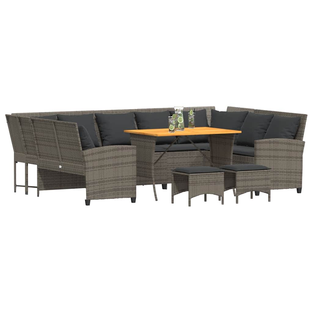 Salon de jardin 4 pcs avec coussins gris résine tressée - XIOS