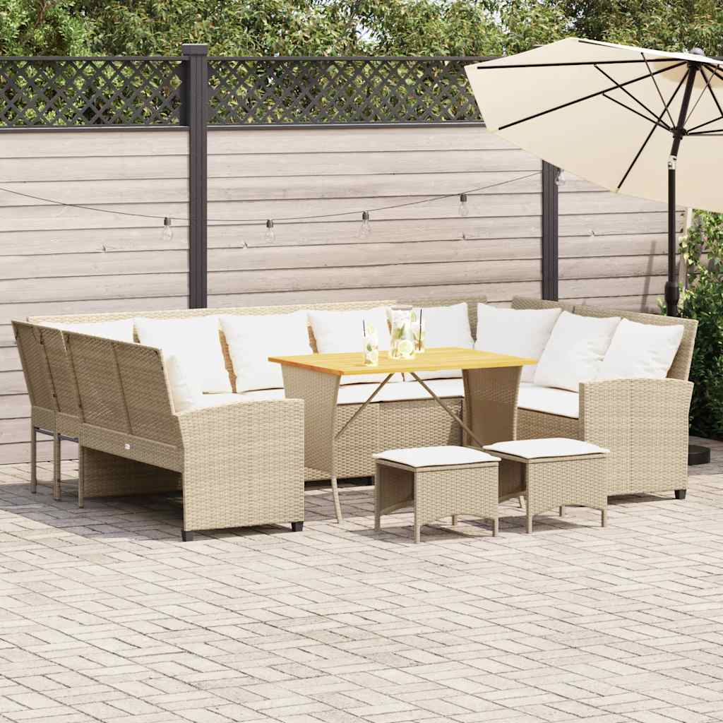 Salon de jardin avec coussins 4 pcs beige résine tressée - XIOS
