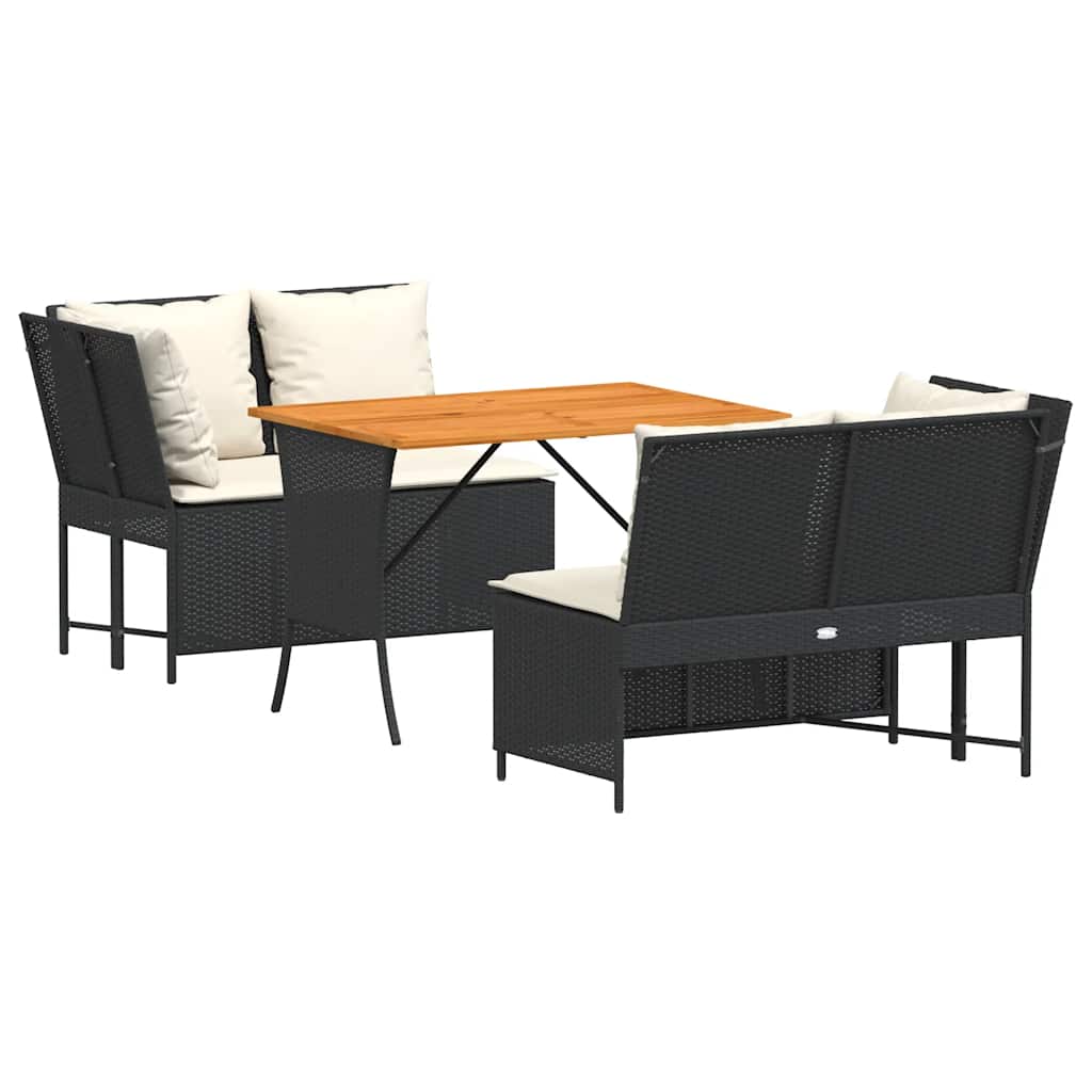 Salon de jardin 3 pcs avec coussins noir résine tressée - XIOS