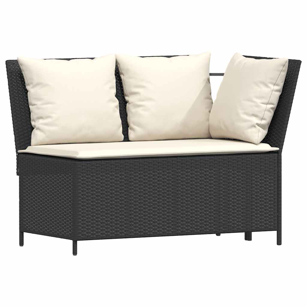 Salon de jardin 3 pcs avec coussins noir résine tressée - XIOS