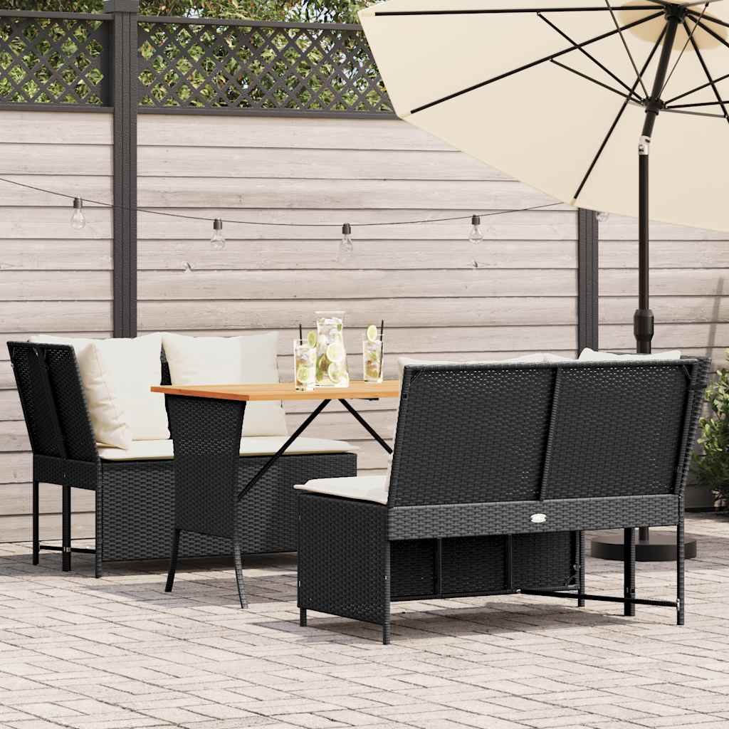 Salon de jardin 3 pcs avec coussins noir résine tressée - XIOS