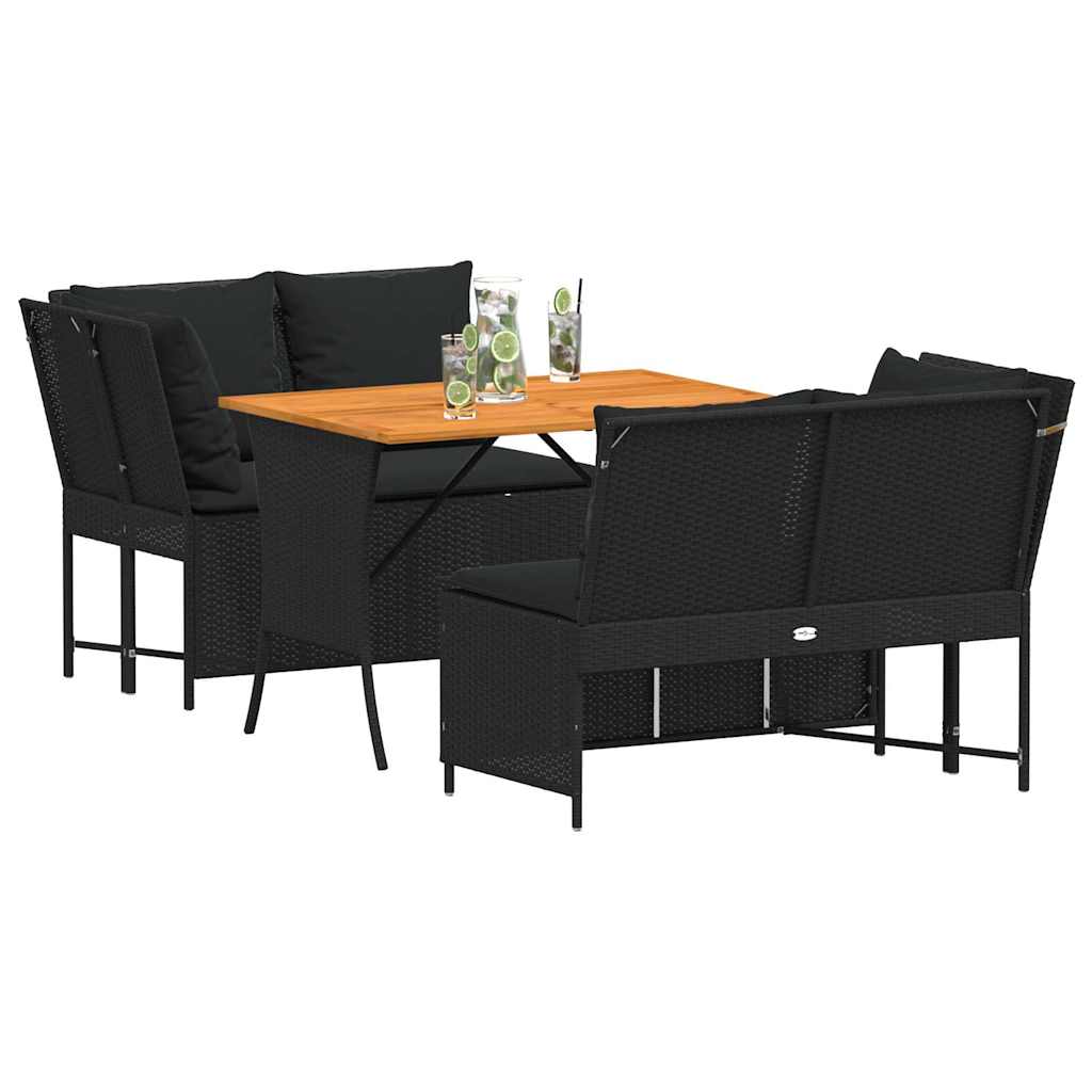 Salon de jardin 3 pcs avec coussins noir résine tressée - XIOS