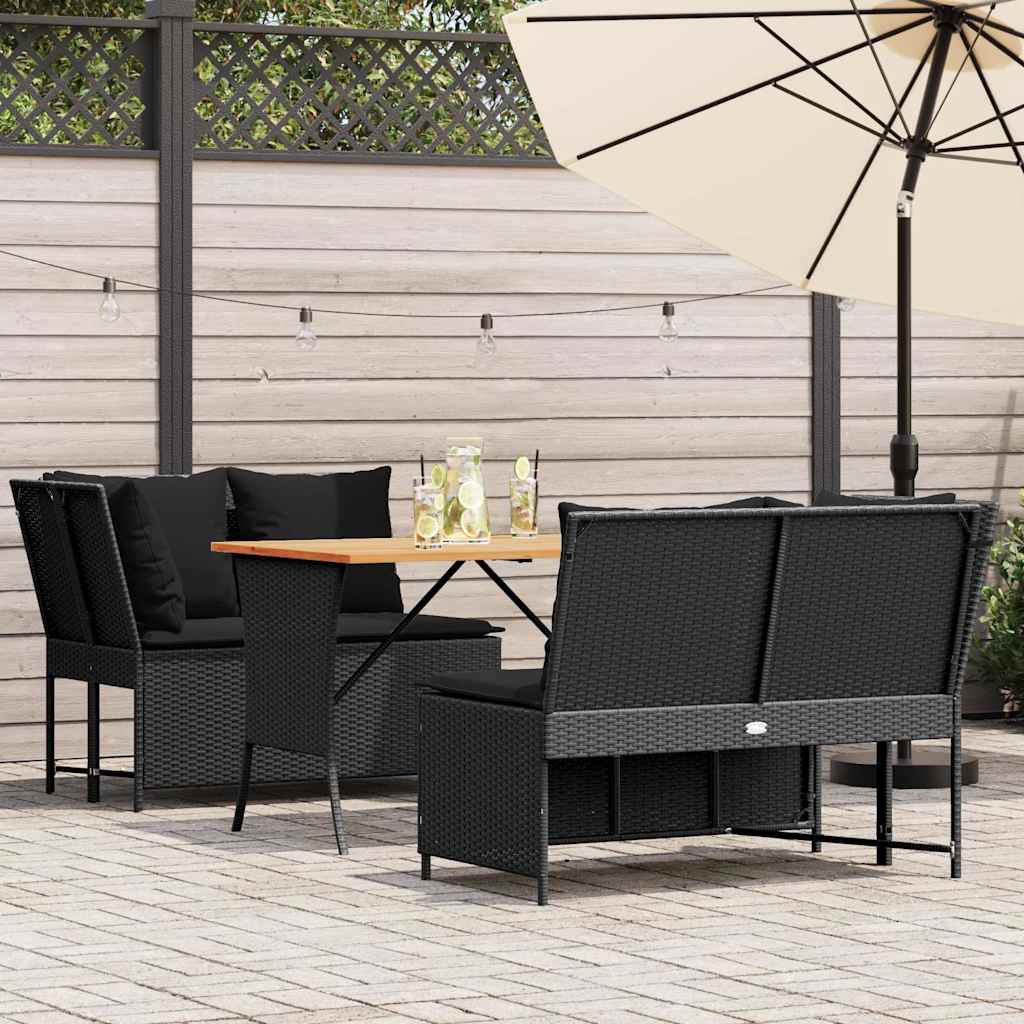 Salon de jardin 3 pcs avec coussins noir résine tressée - XIOS