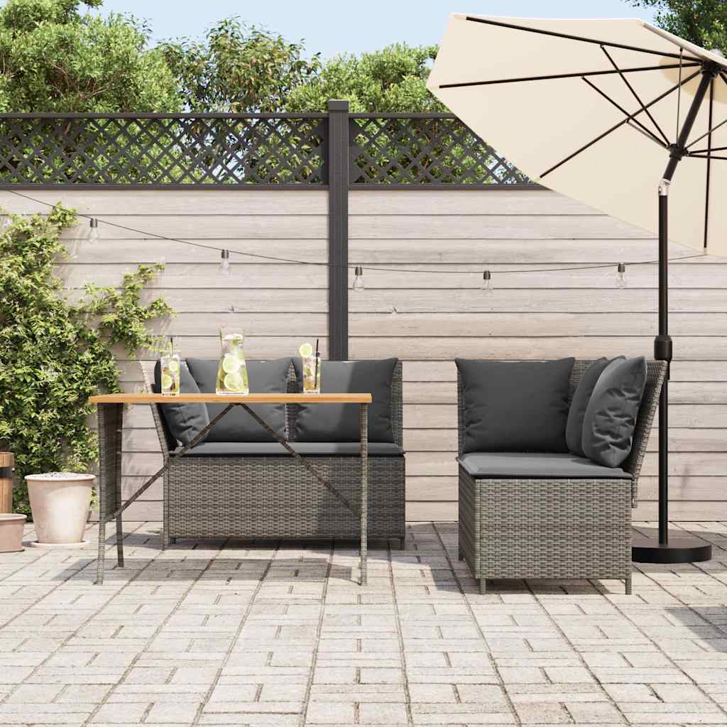 Salon de jardin avec coussins 3 pcs gris résine tressée - XIOS