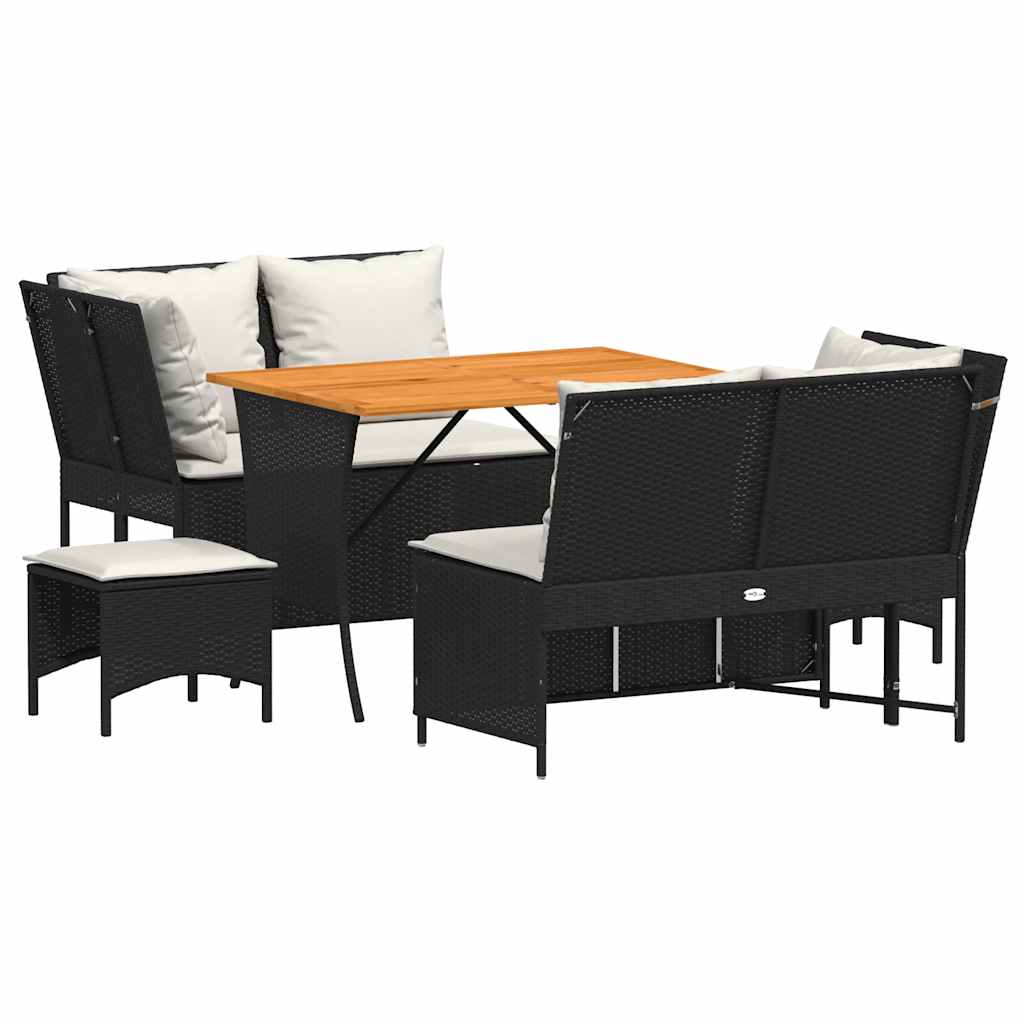 Salon de jardin 5 pcs avec coussins noir résine tressée - XIOS