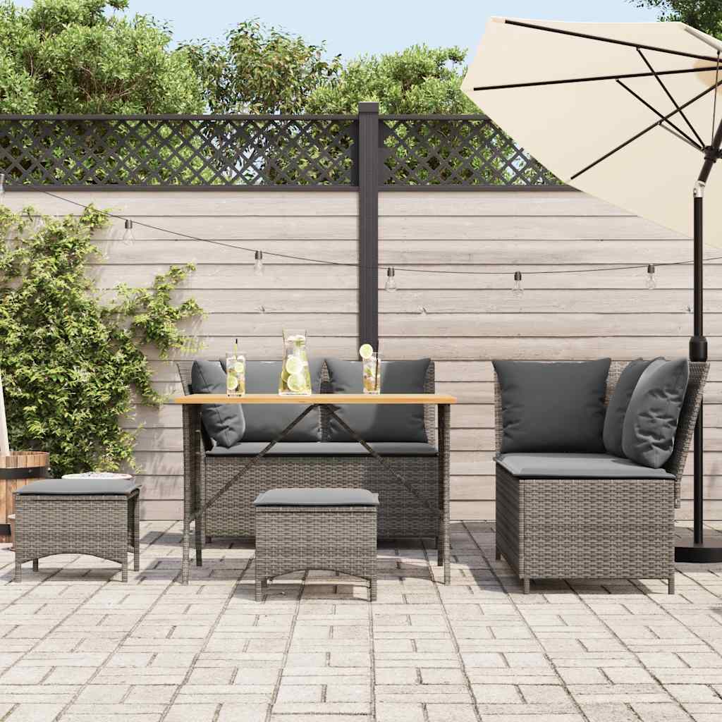 Salon de jardin 5 pcs avec coussins gris résine tressée - XIOS