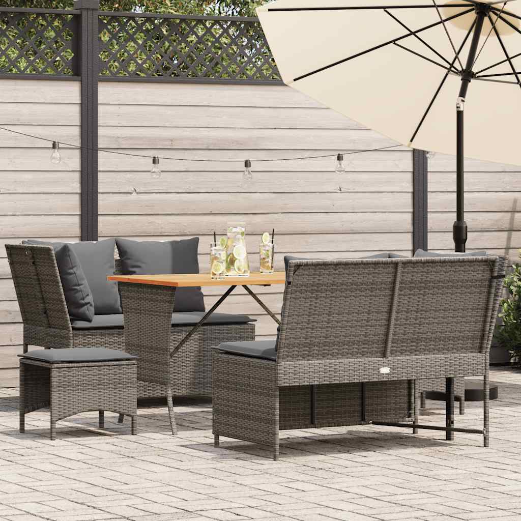 Salon de jardin 5 pcs avec coussins gris résine tressée - XIOS
