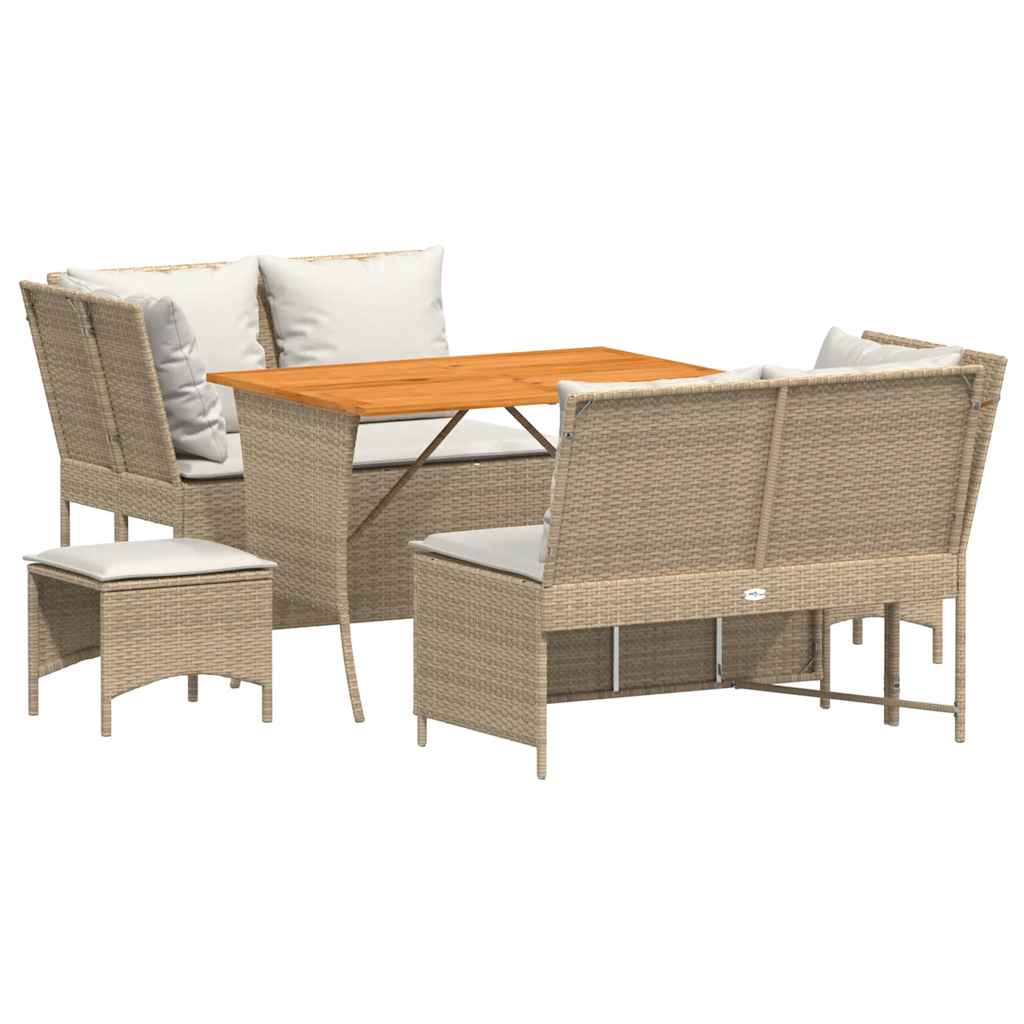 Salon de jardin avec coussins 5 pcs beige résine tressée - XIOS