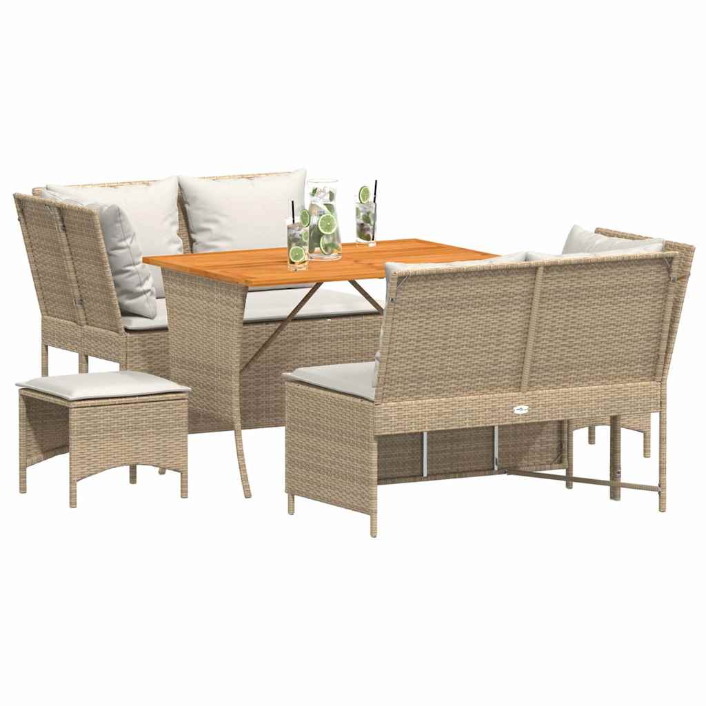 Salon de jardin avec coussins 5 pcs beige résine tressée - XIOS