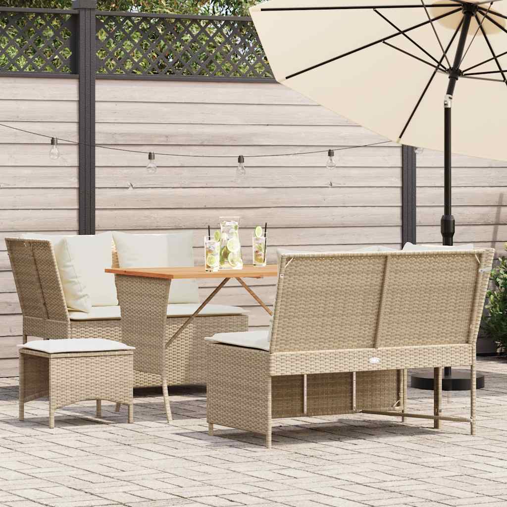 Salon de jardin avec coussins 5 pcs beige résine tressée - XIOS