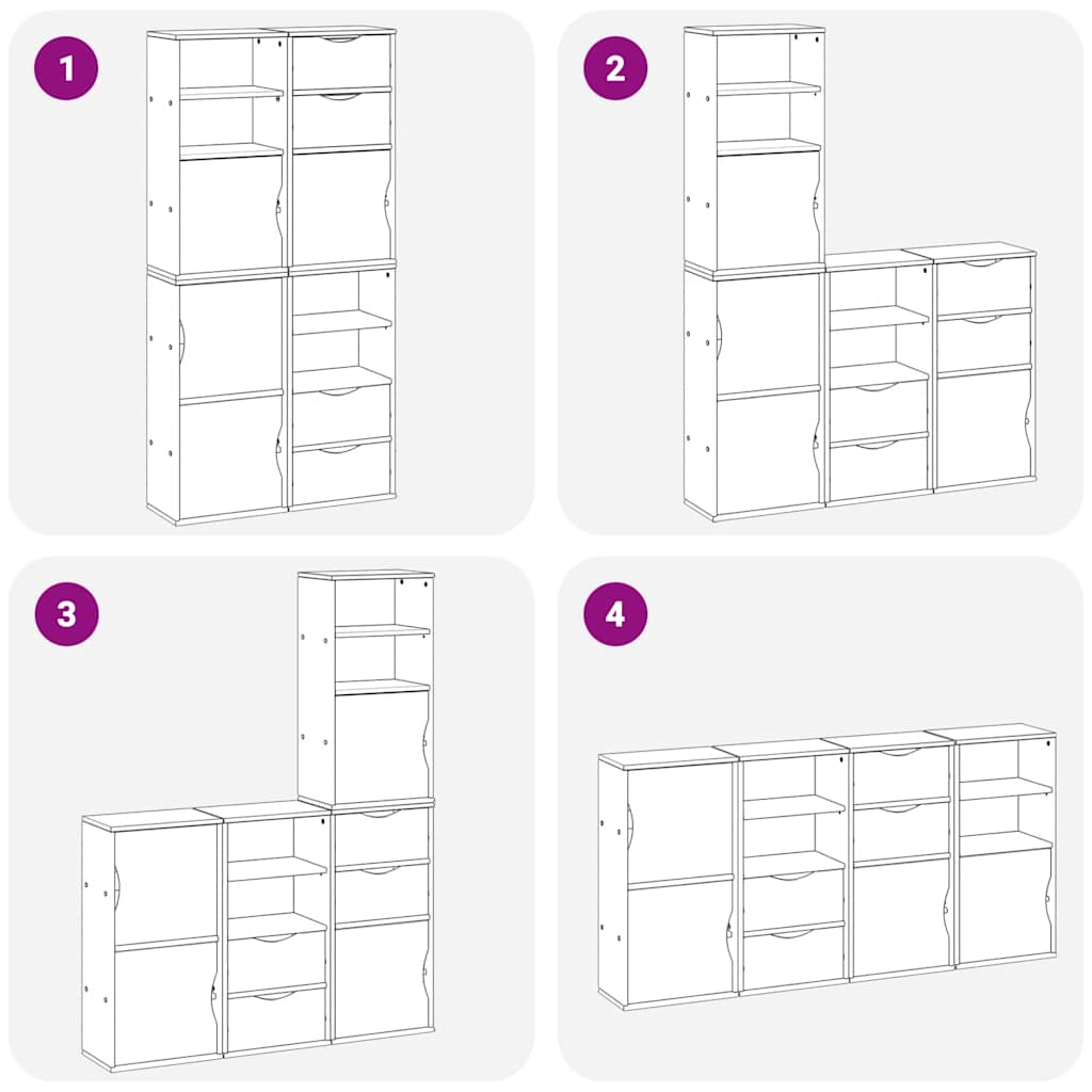Armoires latérales 4 pcs ODDA 40x24x79 cm bois massif pin - XIOS