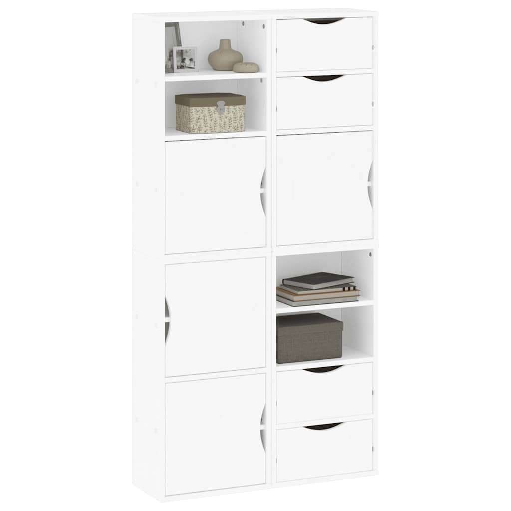 Armoires latérales 4 pcs ODDA blanc 40x24x79 cm bois massif pin - XIOS