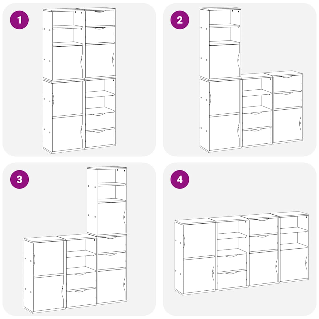 Armoires latérales 4 pcs ODDA blanc 40x24x79 cm bois massif pin - XIOS