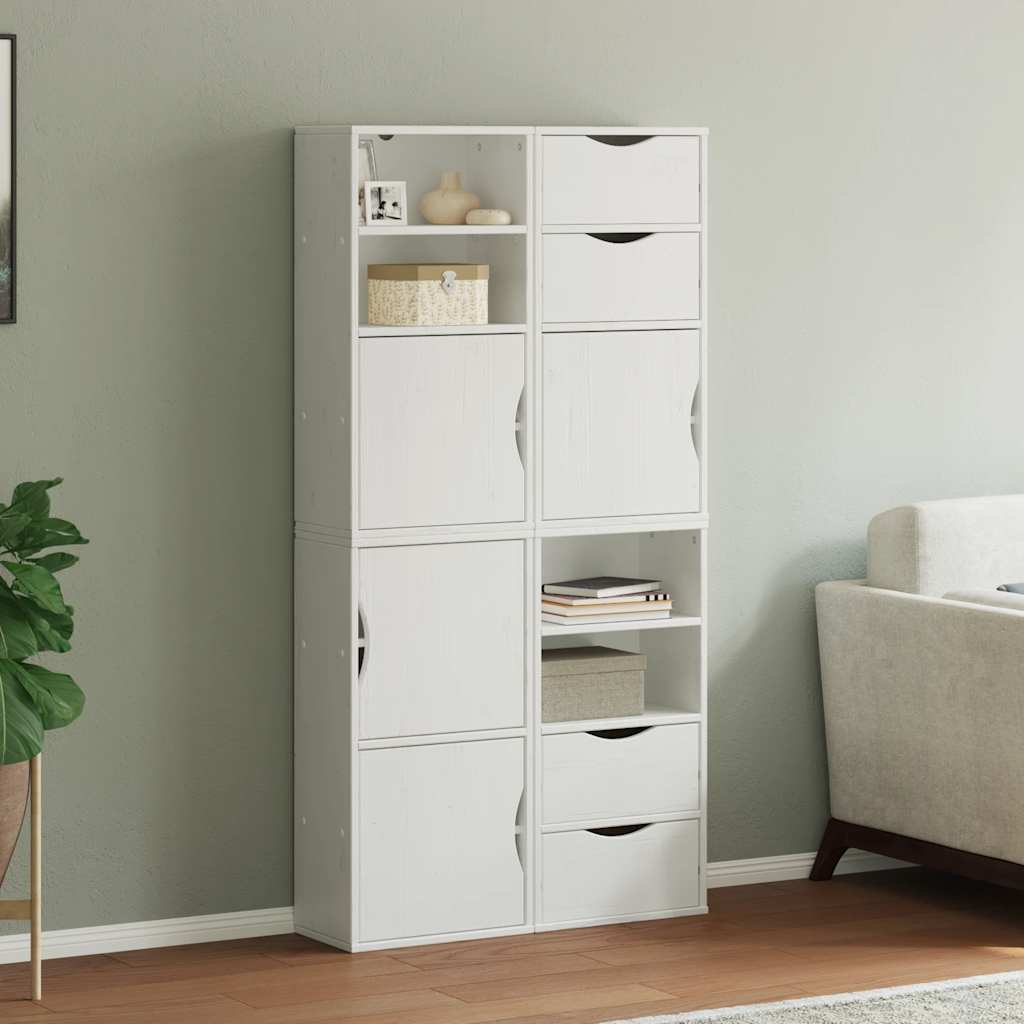 Armoires latérales 4 pcs ODDA blanc 40x24x79 cm bois massif pin - XIOS