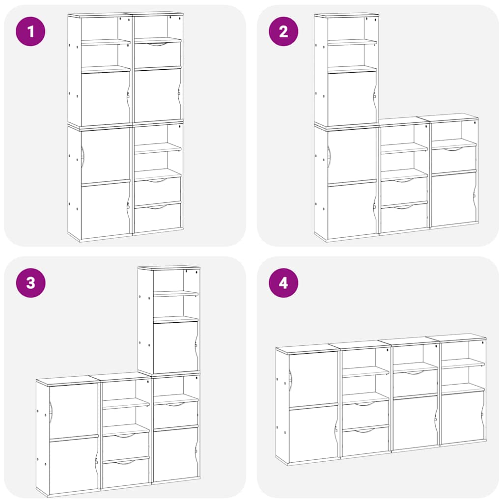 Armoires latérales 4 pcs ODDA 40x24x79 cm bois massif pin - XIOS