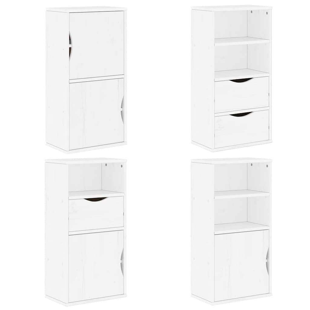 Armoires latérales 4 pcs ODDA blanc 40x24x79 cm bois massif pin