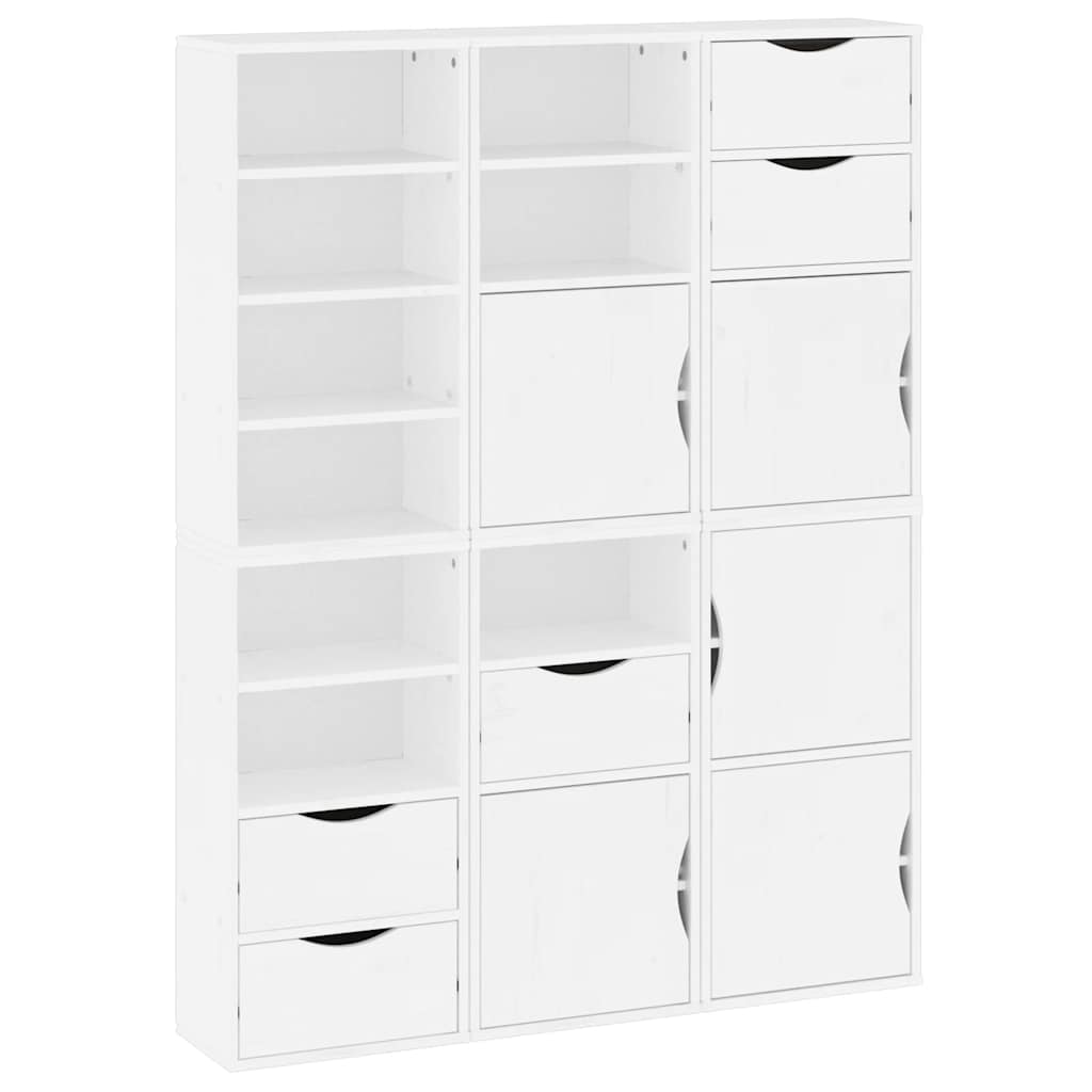 Armoires latérales 6 pcs ODDA blanc 40x24x79 cm bois massif pin - XIOS