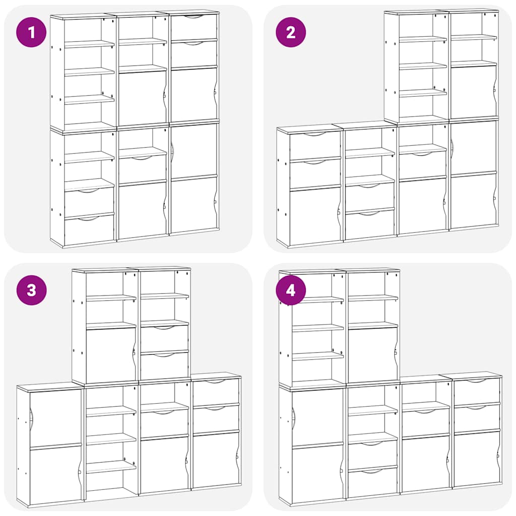 Armoires latérales 6 pcs ODDA blanc 40x24x79 cm bois massif pin - XIOS