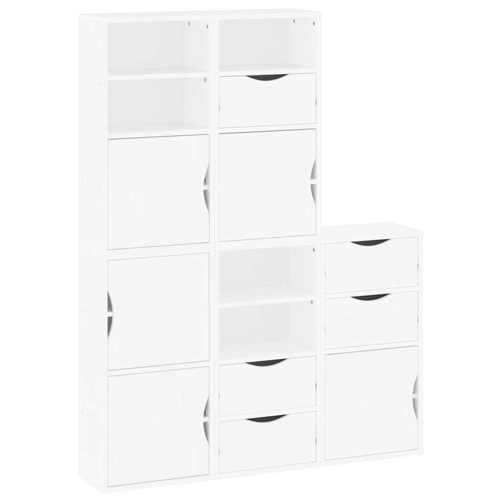 Armoires latérales 5 pcs ODDA blanc 40x24x79 cm bois massif pin - XIOS