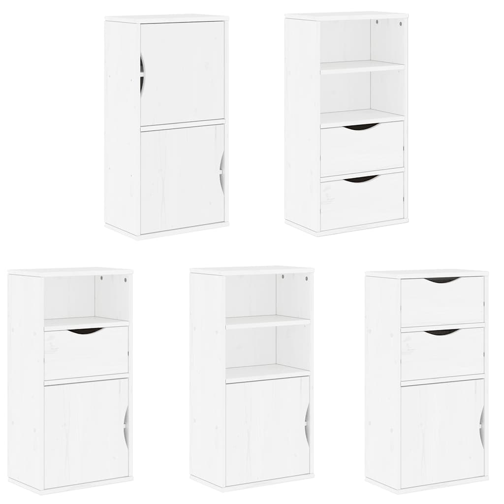 Armoires latérales 5 pcs ODDA blanc 40x24x79 cm bois massif pin