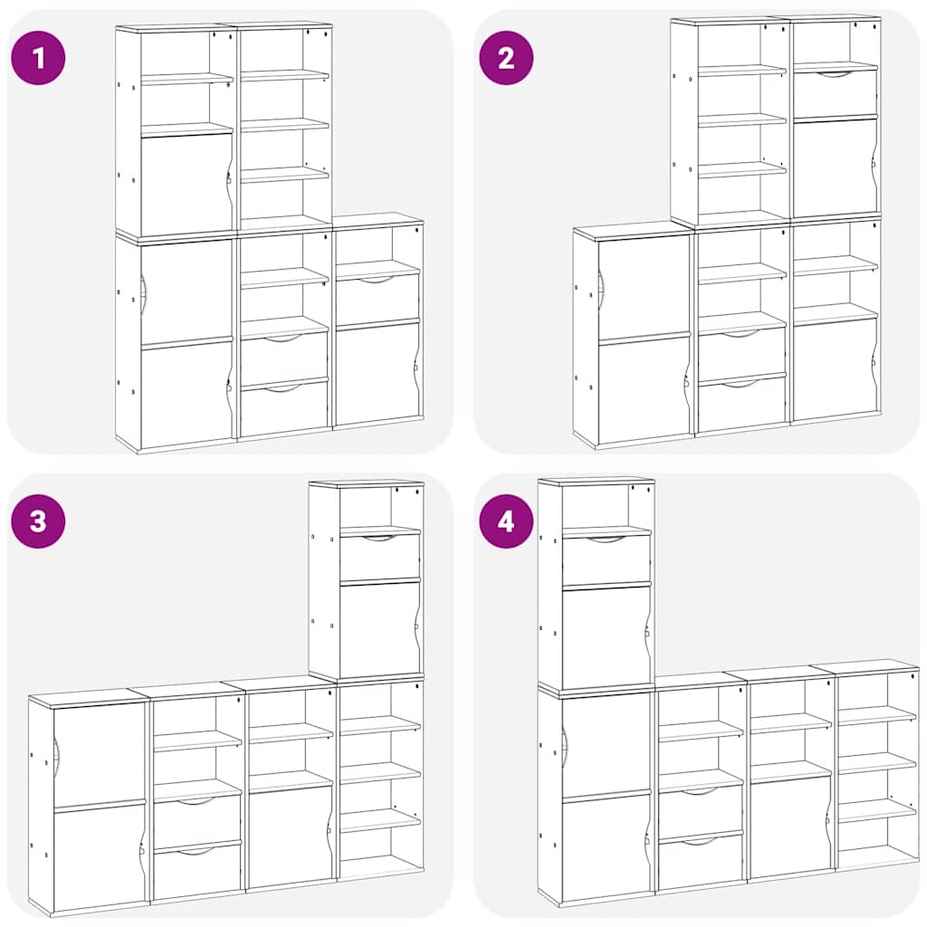Armoires latérales 5 pcs ODDA 40x24x79 cm bois massif pin - XIOS