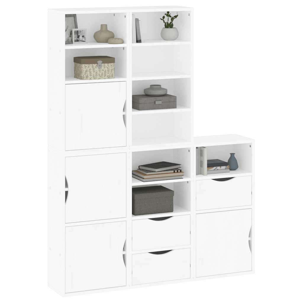 Armoires latérales 5 pcs ODDA blanc 40x24x79 cm bois massif pin - XIOS