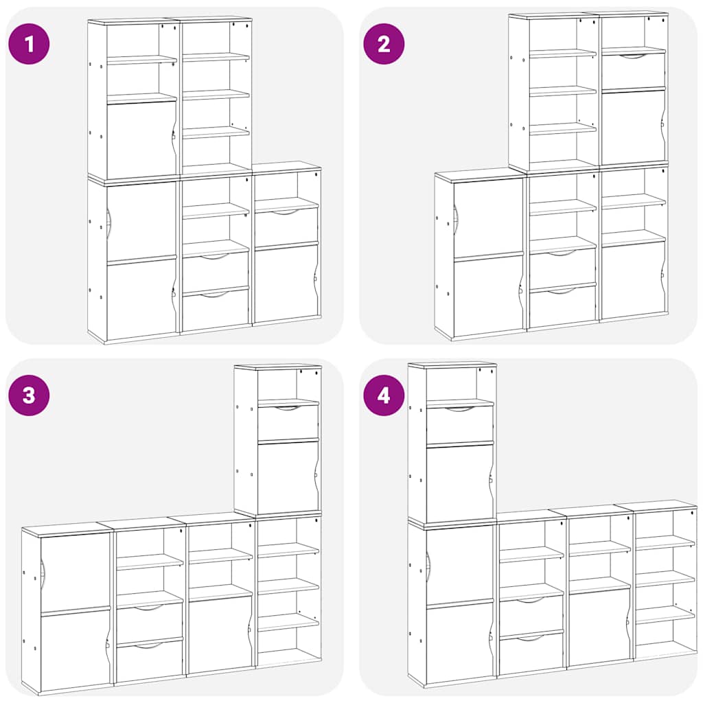Armoires latérales 5 pcs ODDA blanc 40x24x79 cm bois massif pin - XIOS