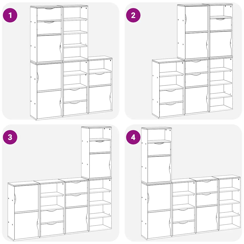 Armoires latérales 5 pcs ODDA 40x24x79 cm bois massif pin - XIOS