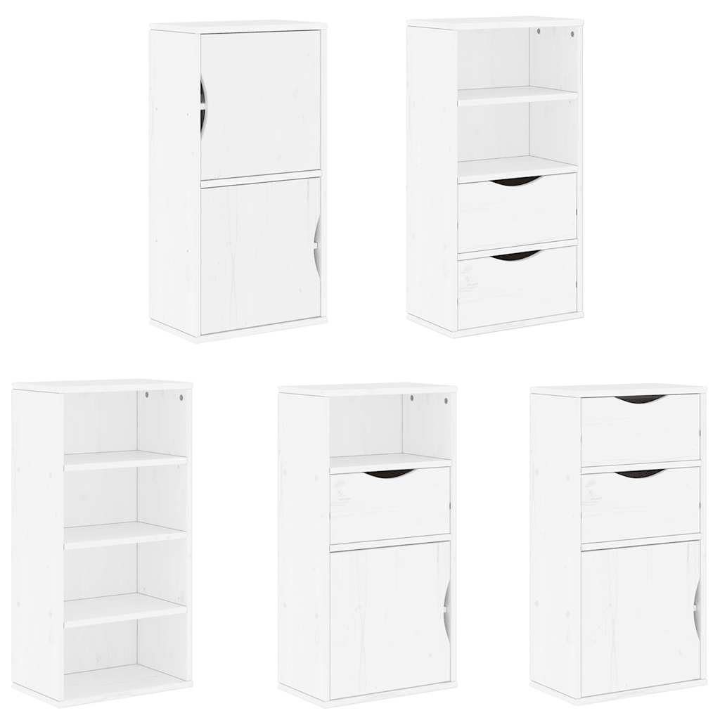Armoires latérales 5 pcs ODDA blanc 40x24x79 cm bois massif pin