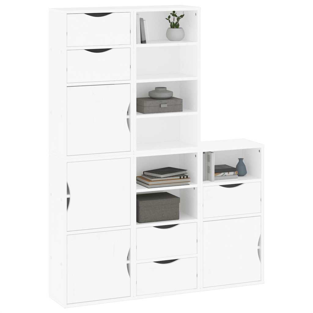Armoires latérales 5 pcs ODDA blanc 40x24x79 cm bois massif pin - XIOS