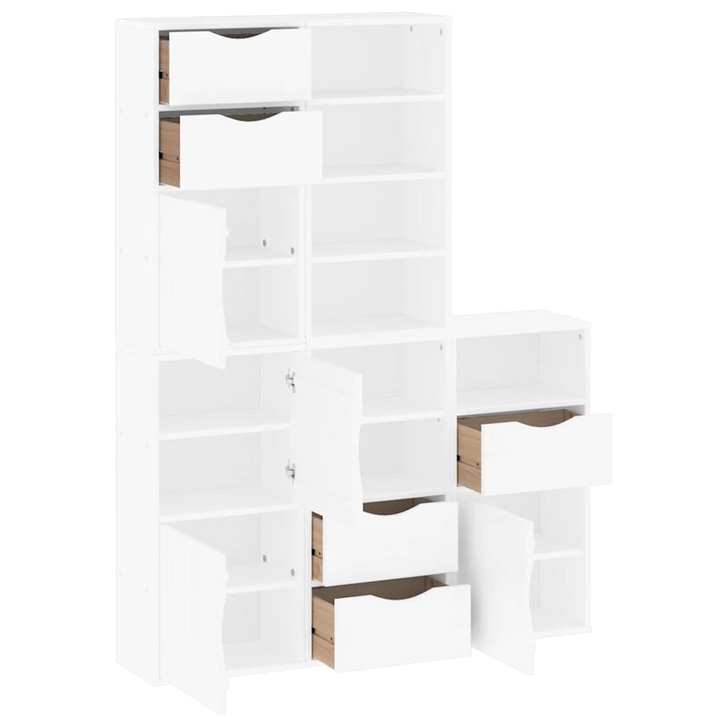 Armoires latérales 5 pcs ODDA blanc 40x24x79 cm bois massif pin - XIOS