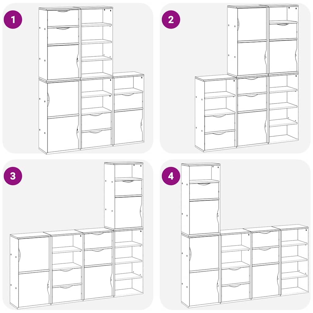 Armoires latérales 5 pcs ODDA blanc 40x24x79 cm bois massif pin - XIOS