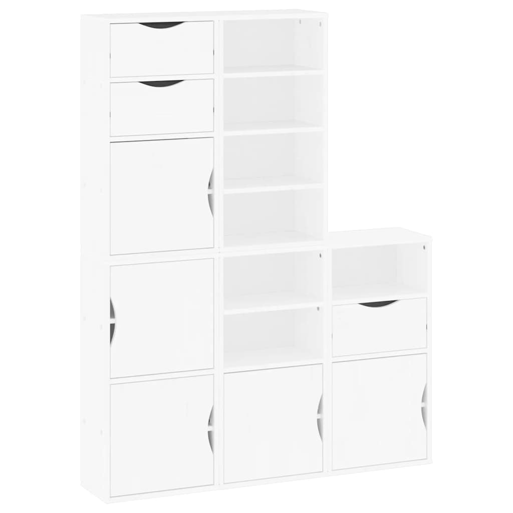 Armoires latérales 5 pcs ODDA blanc 40x24x79 cm bois massif pin - XIOS