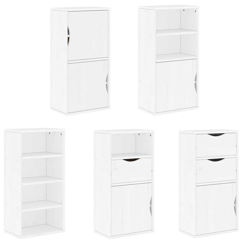 Armoires latérales 5 pcs ODDA blanc 40x24x79 cm bois massif pin