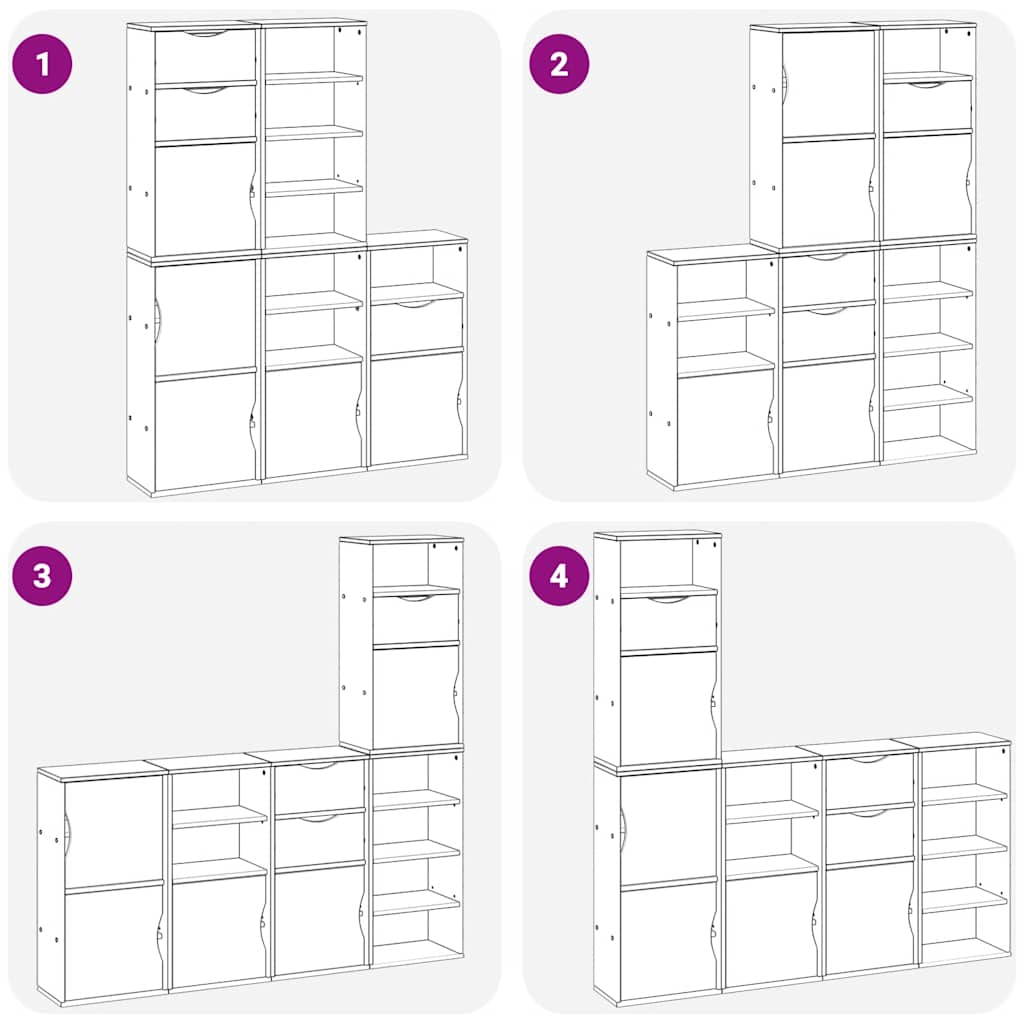 Armoires latérales 5 pcs ODDA blanc 40x24x79 cm bois massif pin - XIOS