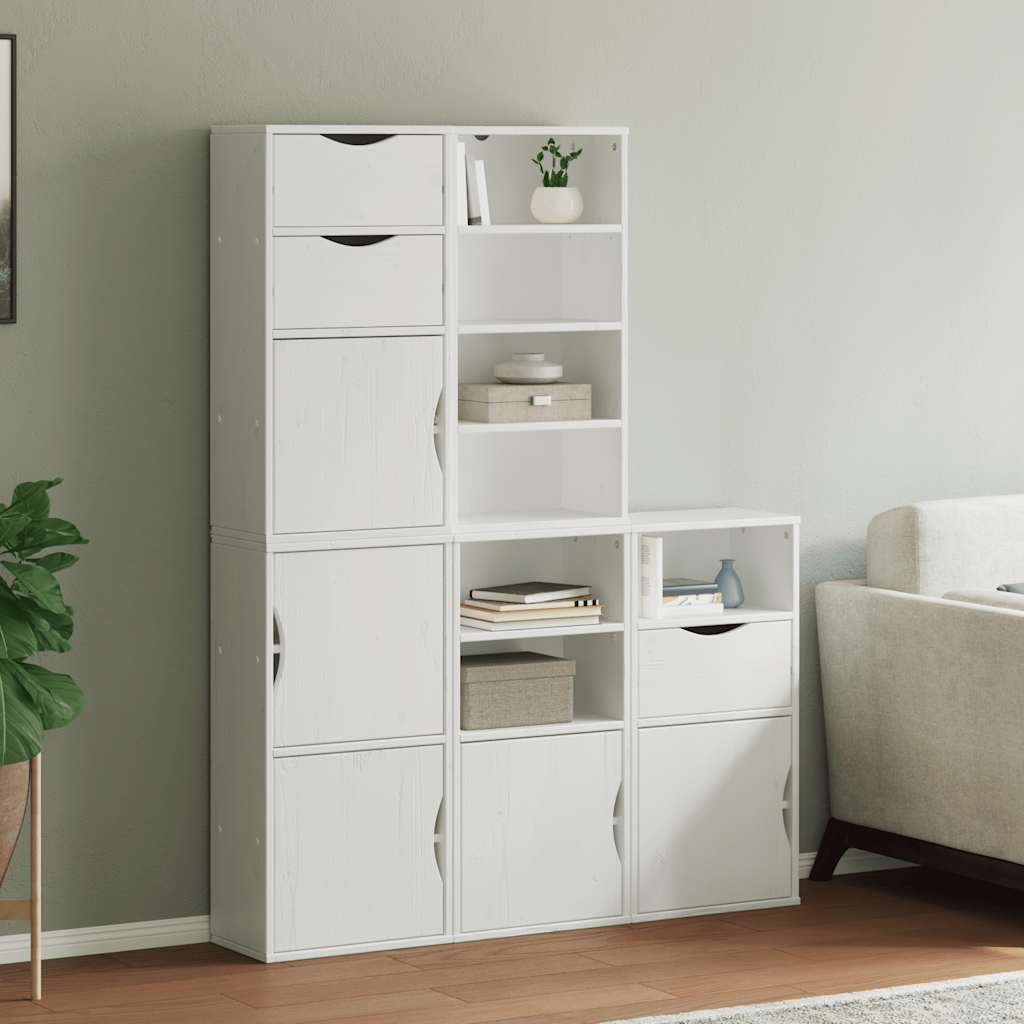 Armoires latérales 5 pcs ODDA blanc 40x24x79 cm bois massif pin - XIOS