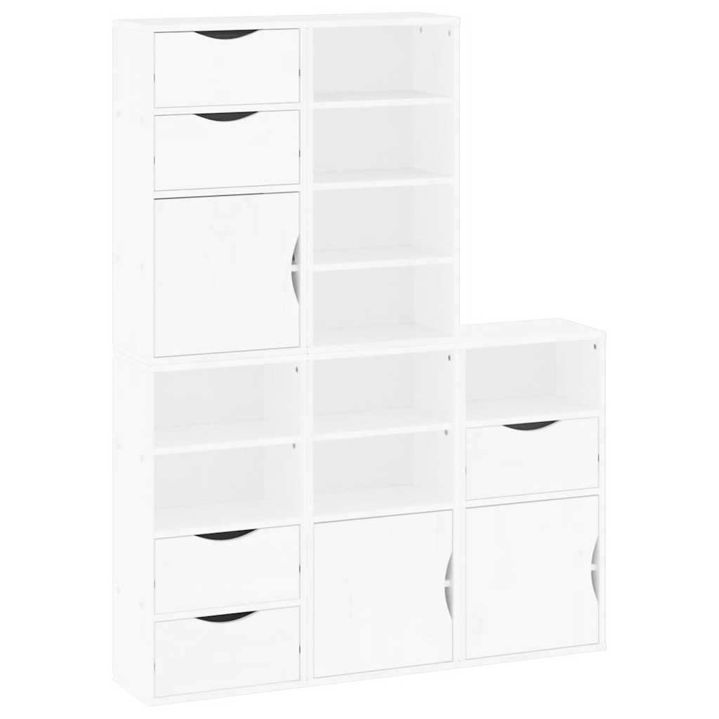 Armoires latérales 5 pcs ODDA blanc 40x24x79 cm bois massif pin - XIOS