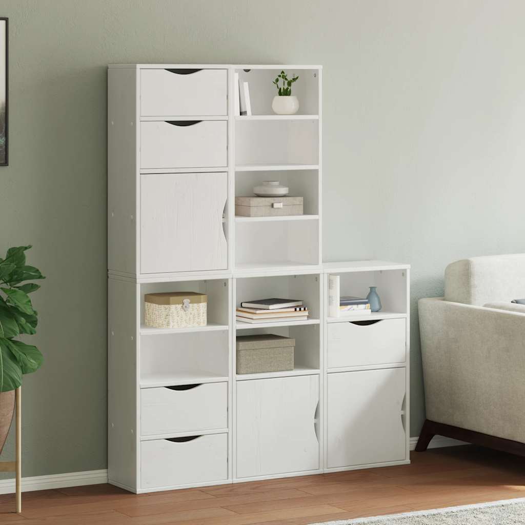 Armoires latérales 5 pcs ODDA blanc 40x24x79 cm bois massif pin - XIOS